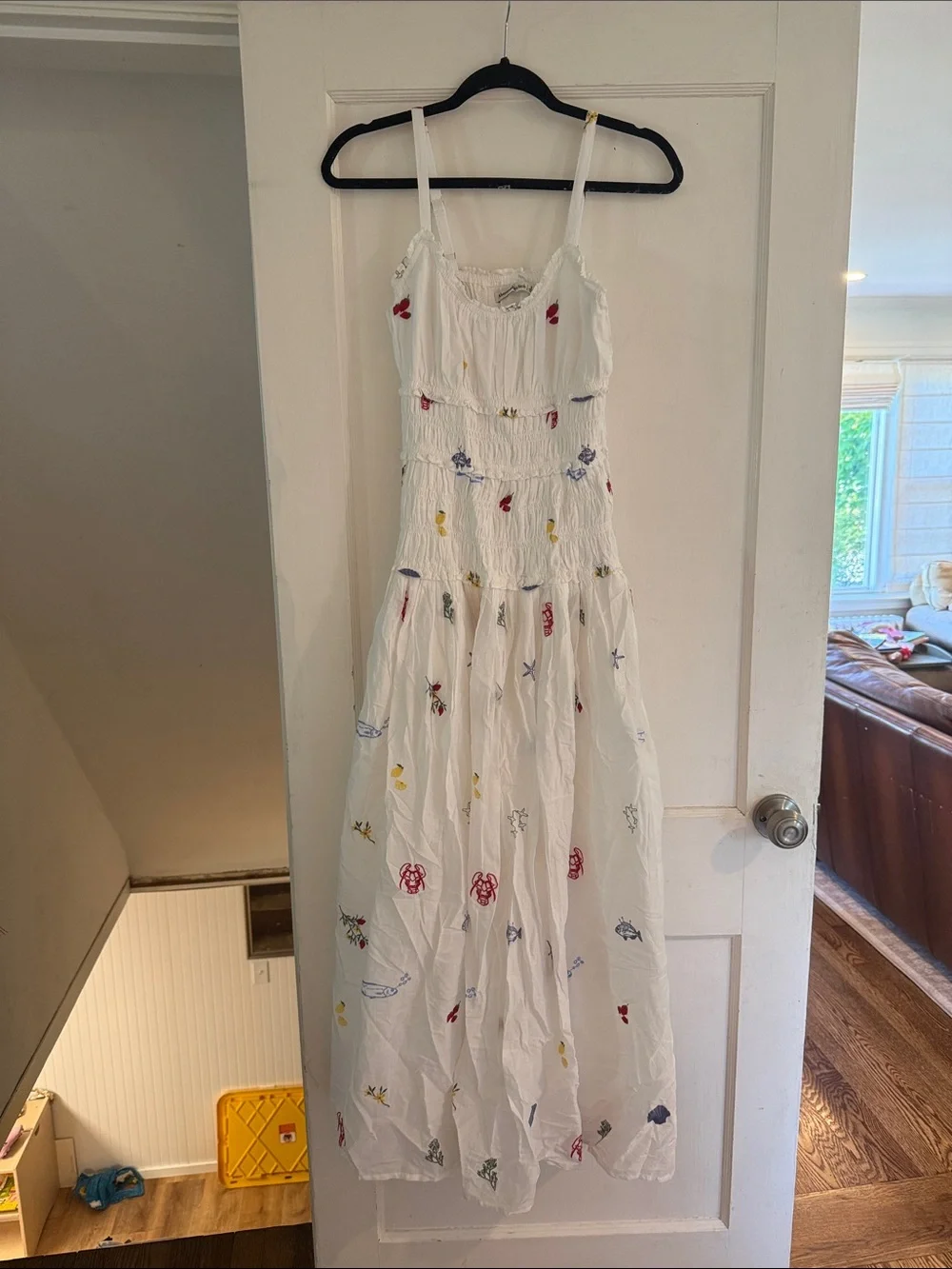 White Abercrombie Maxi Dress with patterns - Picture 1 of 3